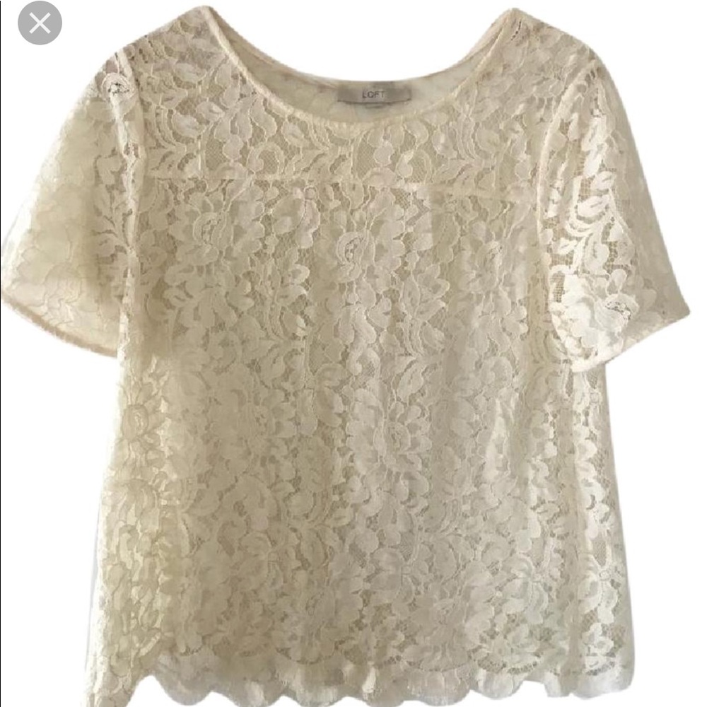 LOFT cream lace blouse